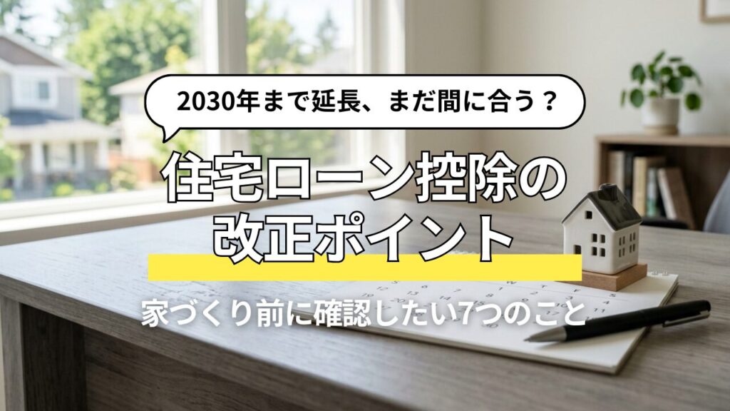 【令和8年改正】住宅ローン控除が2030年まで延長！家づくり前に確認したい7つのポイント