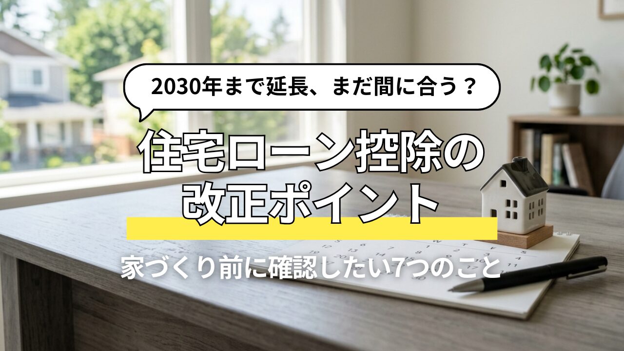 【令和8年改正】住宅ローン控除が2030年まで延長！家づくり前に確認したい7つのポイント