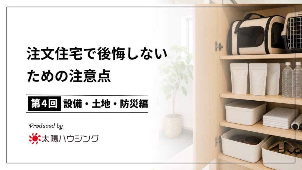 注文住宅で後悔しないための注意点｜設備・土地・防災編【第4回】