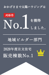 2018年度No.1ビルダー 刈谷市刈谷市の地域ビルダー部門で2018年度注文住宅販売棟数No.1
